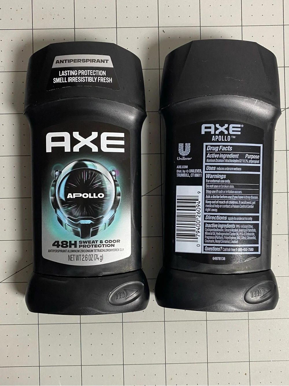 2 AXE Apollo Men's Antiperspirant Deodorant Stick - Black